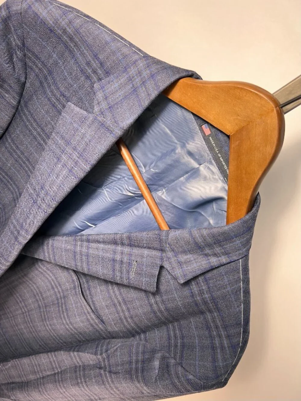 NWT WALTER MORTON 48L Blue Plaid 2 Btn 100% Worsted Wool Blazer USA
